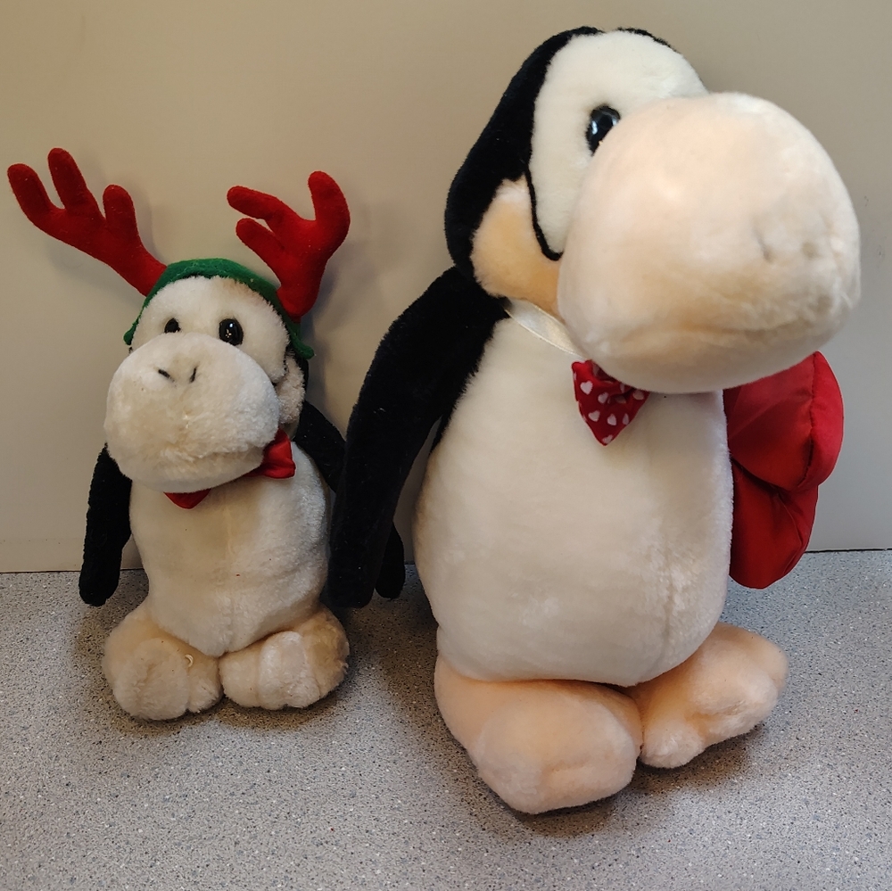 Dakin Opus Penguin Lust Plush TOY Stuffed Bloom County 1984 Heart Bow Tie+1